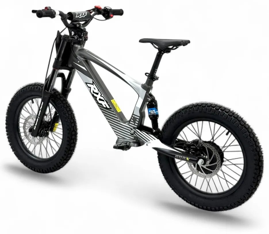 Bicicleta elétrica infantil 500W Roan RXF Evo Racing 18" Cinzenta