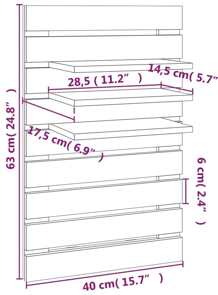 Prateleiras de montagem na parede 2 pcs pinho maciço cinza