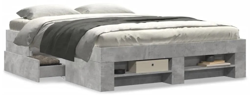 Estrutura de cama 140x190 cm derivados de madeira cinza cimento