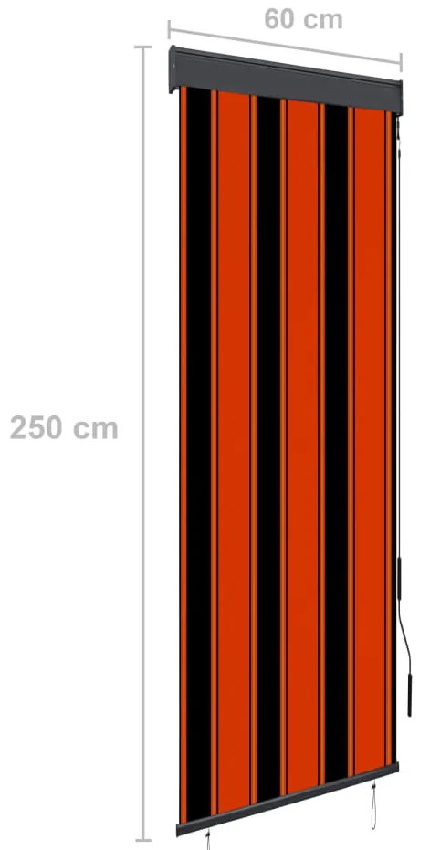 Estore de rolo para exterior 60x250 cm laranja e castanho