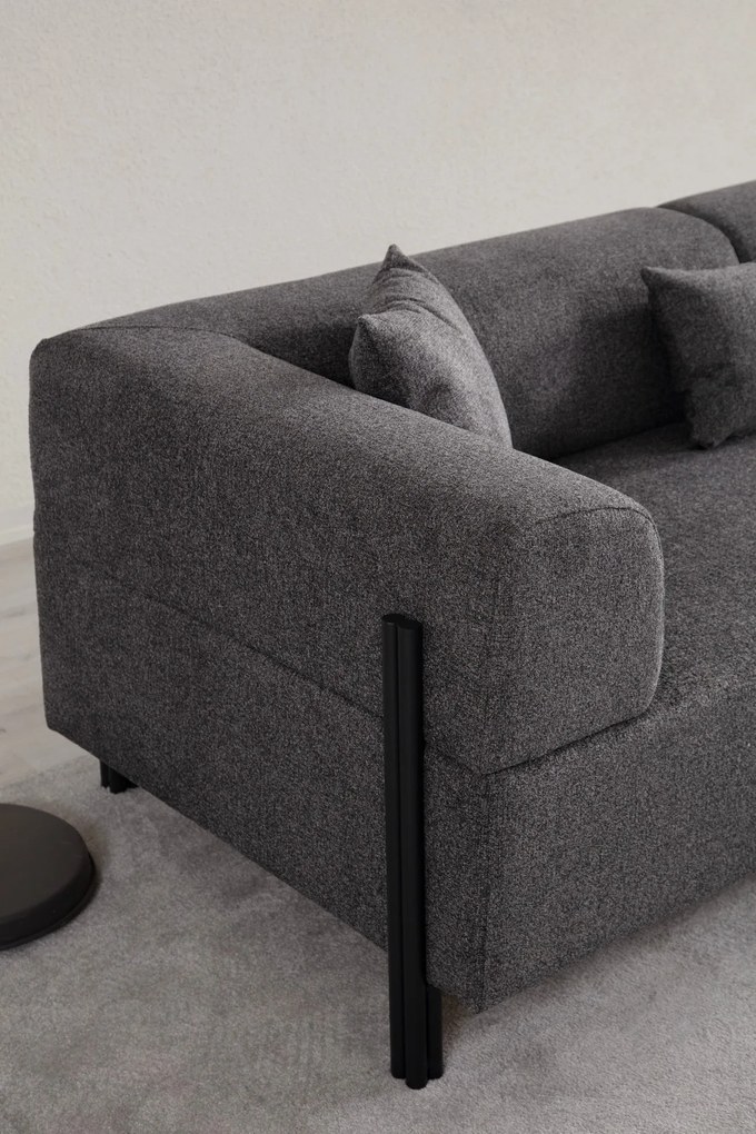 Sofá de 3 Lugares Gio – Antracite – 225x93x75 cm