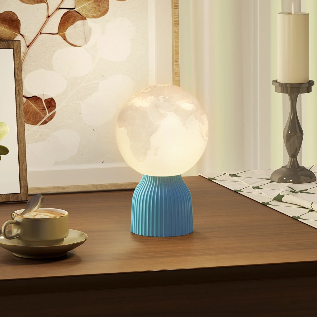 Conjunto de 3 Candeeiros de Mesa de Cabeceira 3D Candeeiros de Mesa com 3 Cores Brilho Ajustável em 10 Níveis Conexão USB Branco