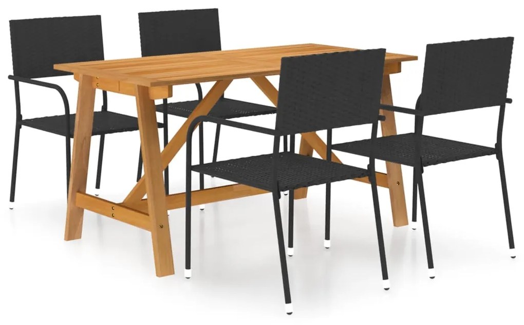 vidaXL 5 pcs conjunto de jantar para jardim preto
