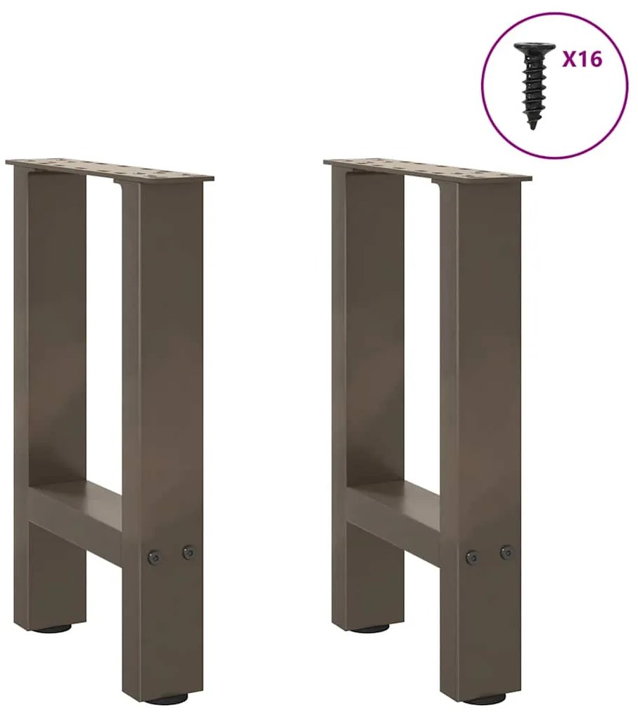 Pés para mesa de centro em aço natural, 2 peças, 28x(42-43) cm, aço