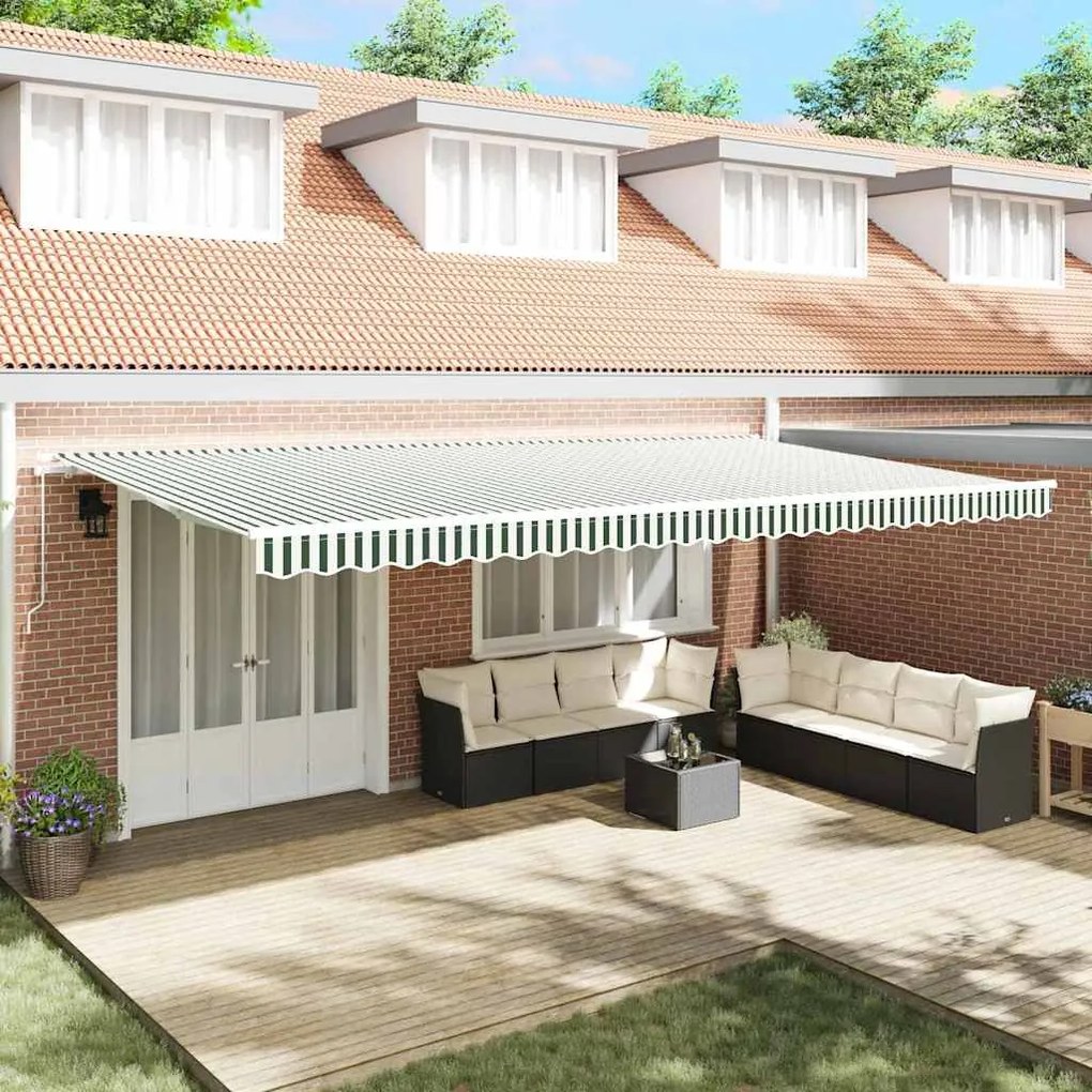 vidaXL Tecido de substituição para toldo para estrutura de 6x3 m Verde e Branco