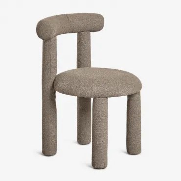 Cadeira De Jantar Estofada Em Tecido Bouclé Gia Bouclé Castanho Trigo - Sklum