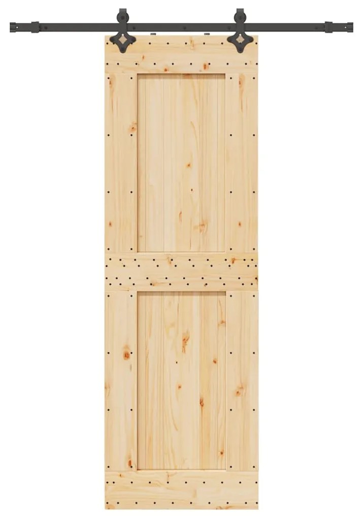 vidaXL Porta de correr com ferragens 70x210 cm madeira de pinho maciça