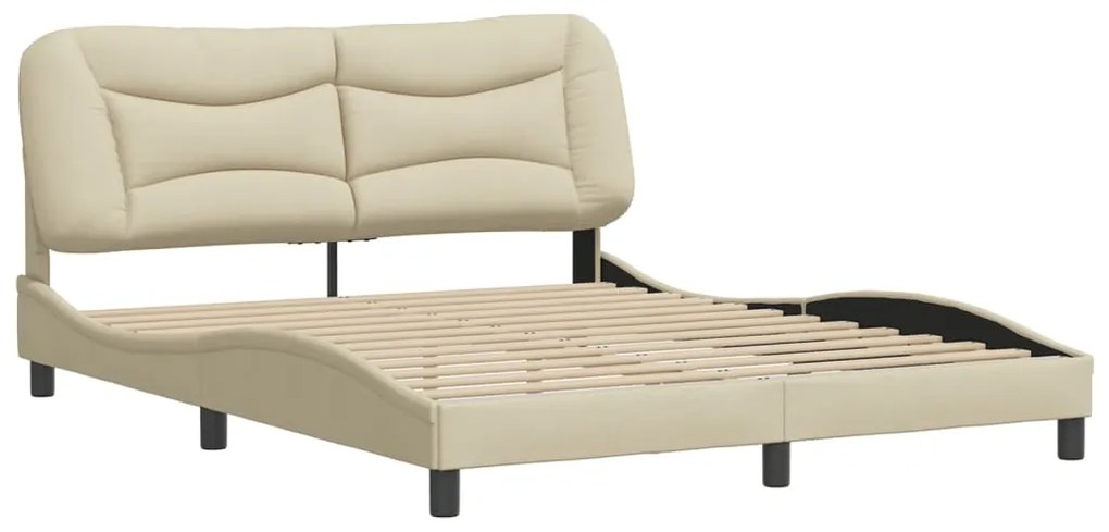 Estrutura de cama sem colchão 160x200 cm tecido cor creme