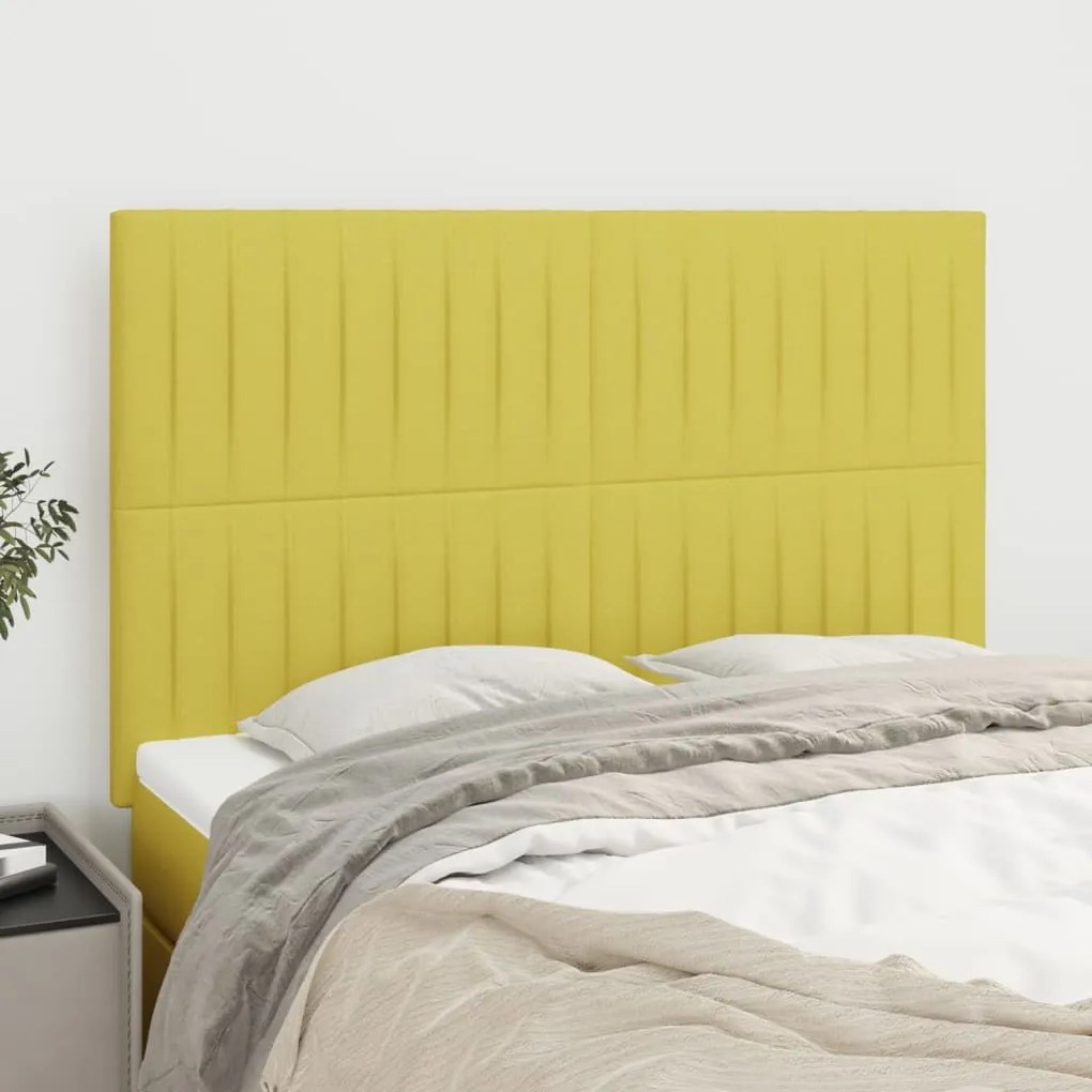 3116575 vidaXL Cabeceira de cama 4 pcs tecido 72x5x78/88 cm verde