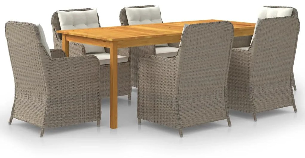 vidaXL 7 pcs conjunto de jantar para jardim castanho