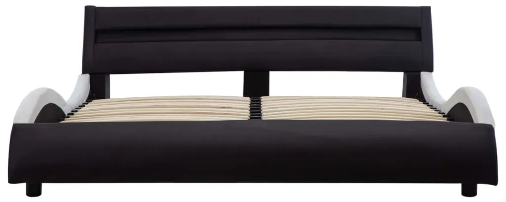 Estrutura cama c/ LEDs 180x200cm couro artificial preto/branco