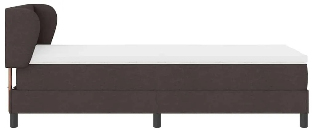 Cama Box Spring com Colchão - Castanho Escuro - 90x200 cm - Tecido