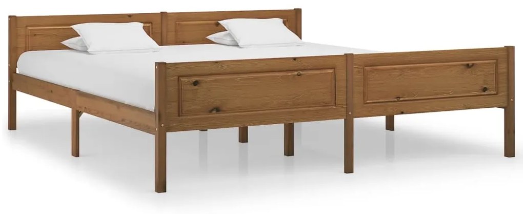 vidaXL Estrutura de cama 180x200 cm pinho maciço castanho mel