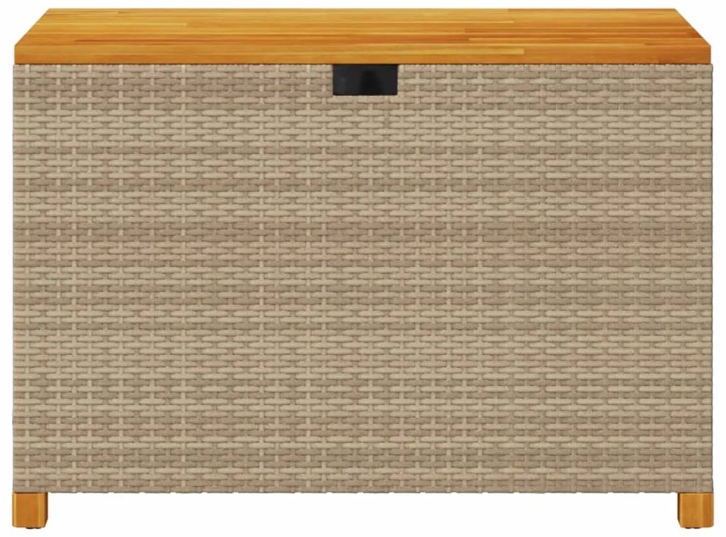 Caixa arrumação jardim 110x55x63 cm vime PE/acácia maciça bege