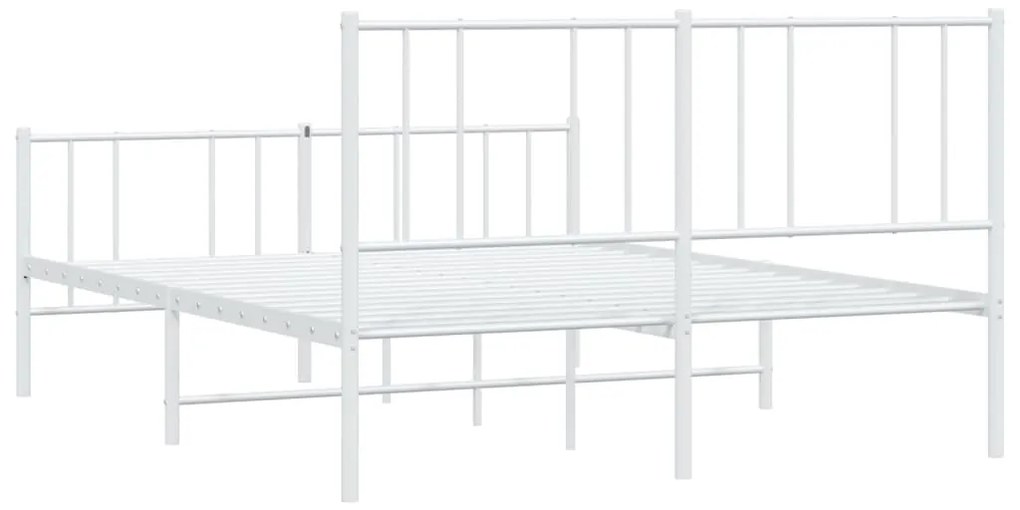 Estrutura de cama com cabeceira e pés 135x190 cm metal branco