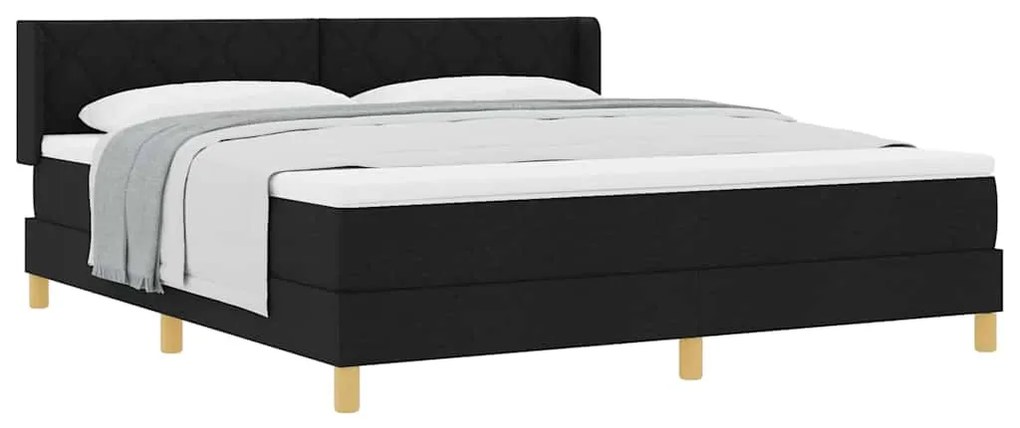 Cama Box Preto e Branco e Preto 180 x 200 cm Tecido