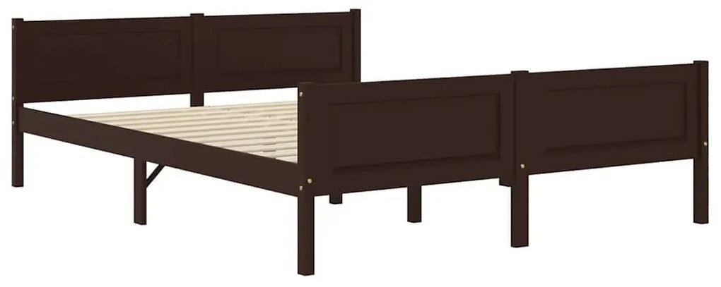 Estrutura de cama 160x200 cm pinho maciço castanho-escuro
