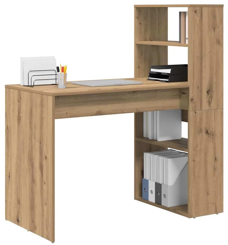 Mesa com Armazenamento Carvalho Artesanal 113x54x120 cm Madeira Engenh