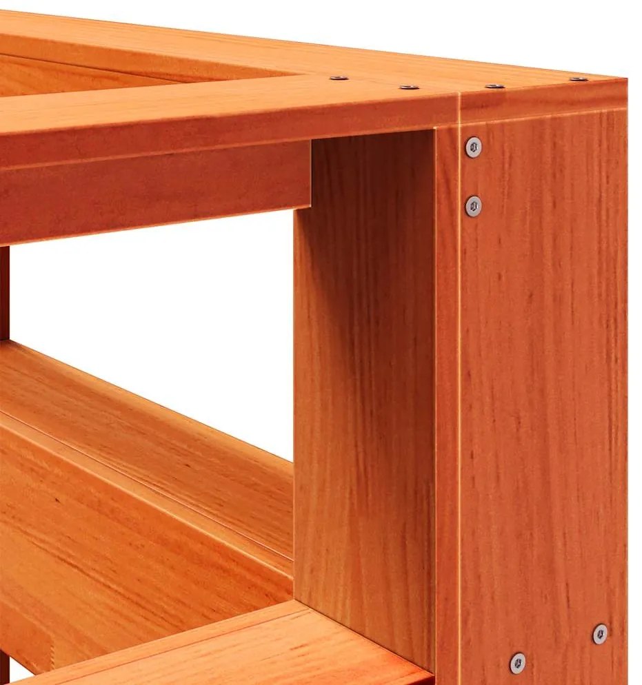 Estante cabeceira forma de L 140 cm pinho maciço castanho-mel
