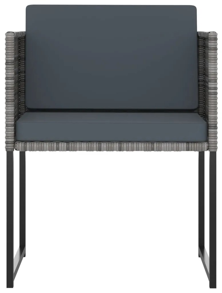 11 pcs conjunto jantar exterior com almofadões vime PE cinzento