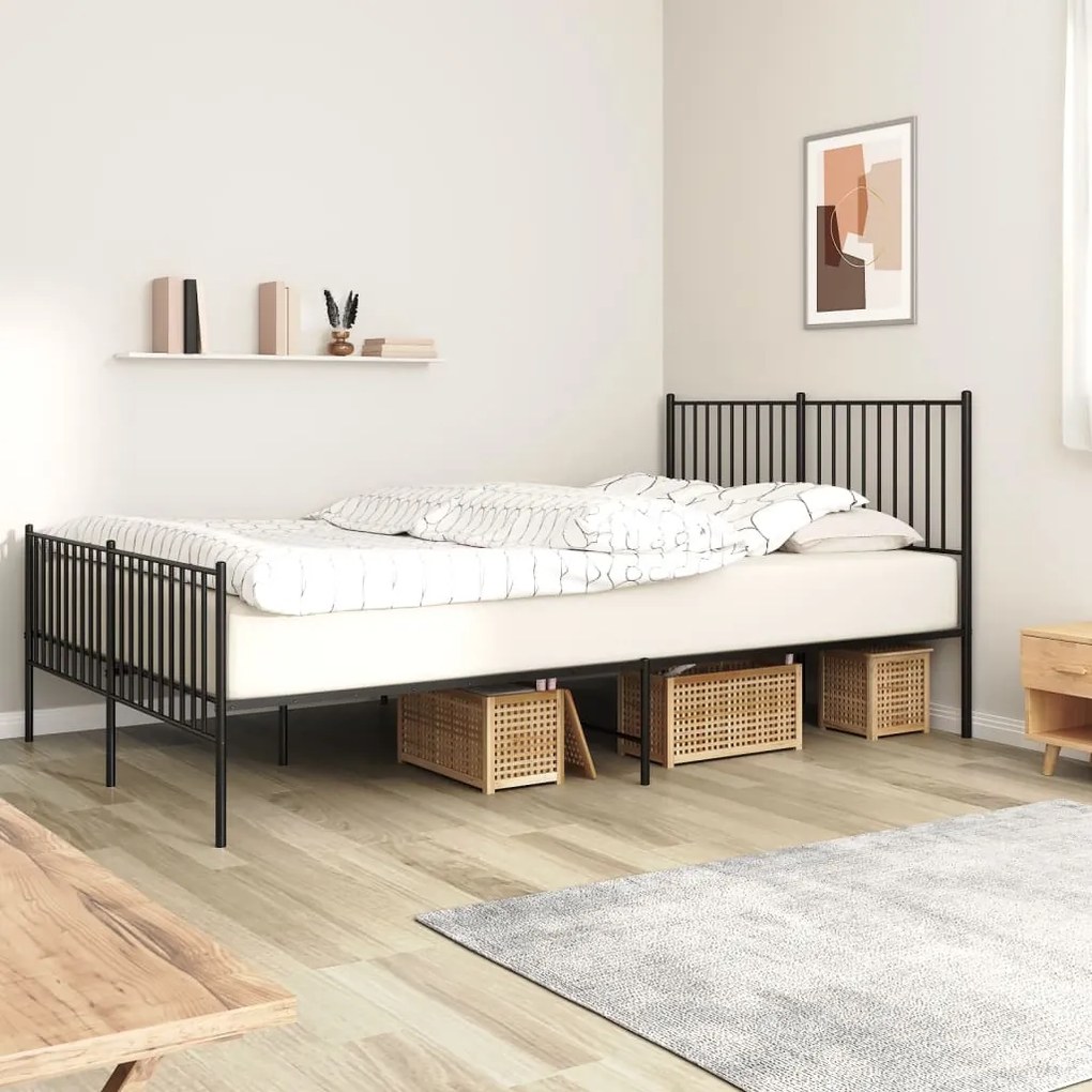 Estrutura de cama sem colchão com pés 160x200 cm preto