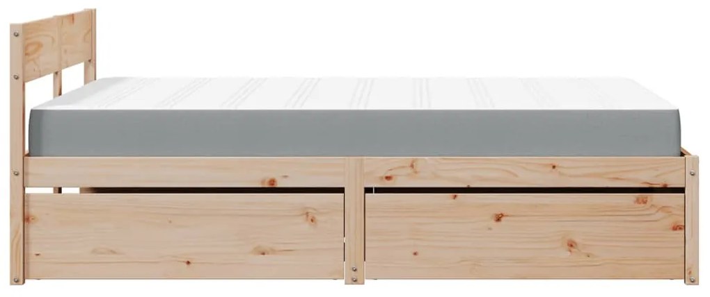 Cama com gavetas e colchão 120x200 cm madeira de pinho maciça