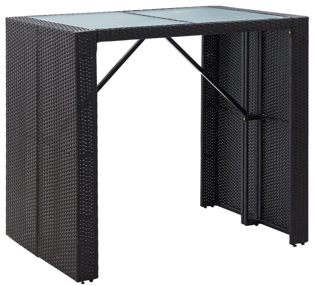 5 pcs conjunto de bar para jardim vime PE e vidro preto