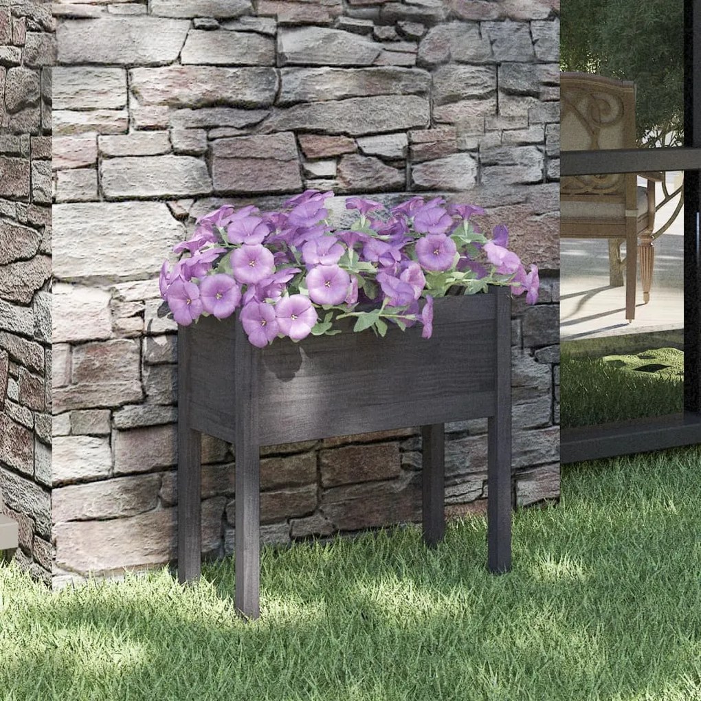 810823 vidaXL Vaso de jardim 70x31x70 cm madeira de pinho maciça cinzento