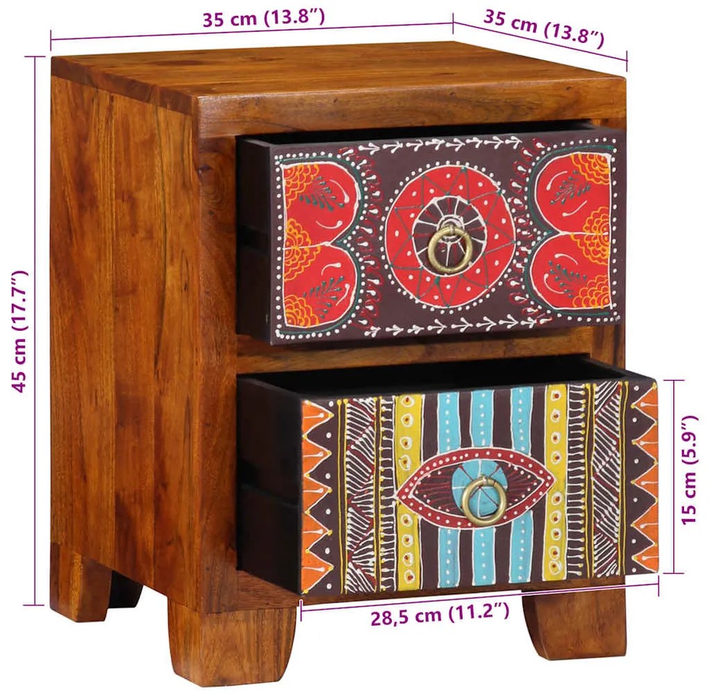 Armário de cabeceira 2 pcs 35x35x45 cm acácia de madeira maciça