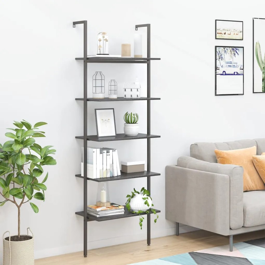 vidaXL Unidade 5 prateleiras inclinada 64x35x185 cm preto