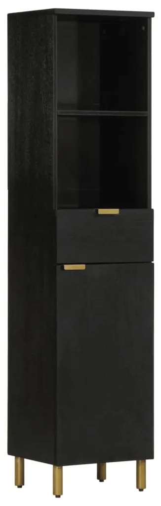 5 pcs conj. móveis de casa de banho derivados de madeira preto