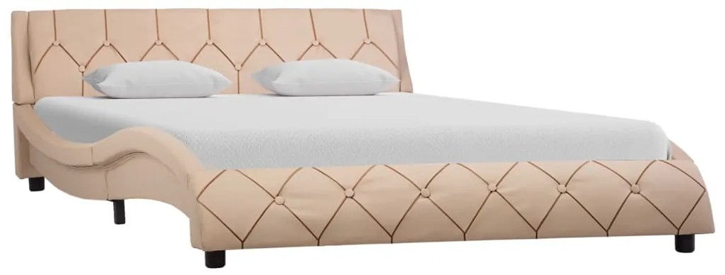 vidaXL Estrutura de cama 160x200 cm couro artificial cappuccino
