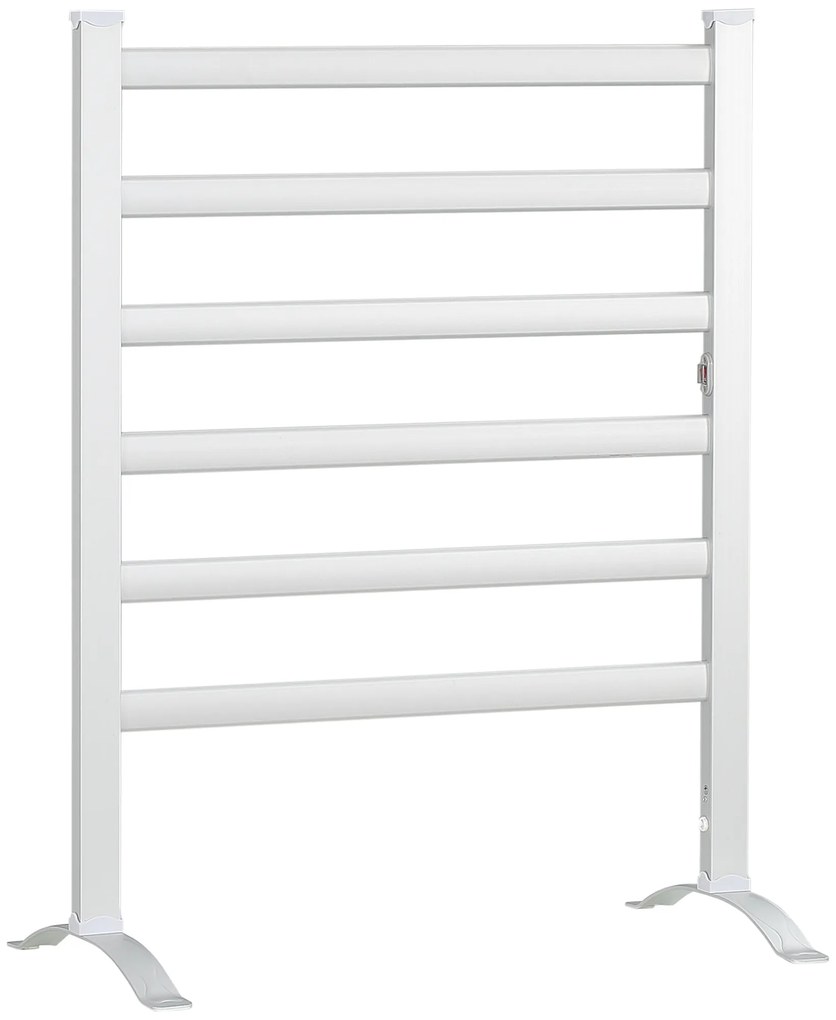 HOMCOM Toalheiro Elétrico para Casa de Banho 140W IPX4 Aquecedor de Toalhas Parede ou Chão com 6 Barras 90x36x69cm Prata | Aosom Portugal