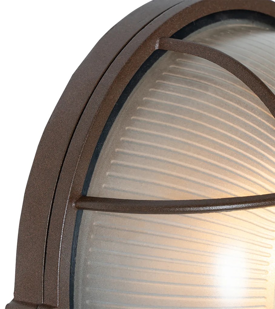 Candeeiro de parede exterior industrial castanho enferrujado IP44 - Hanneke Industrial