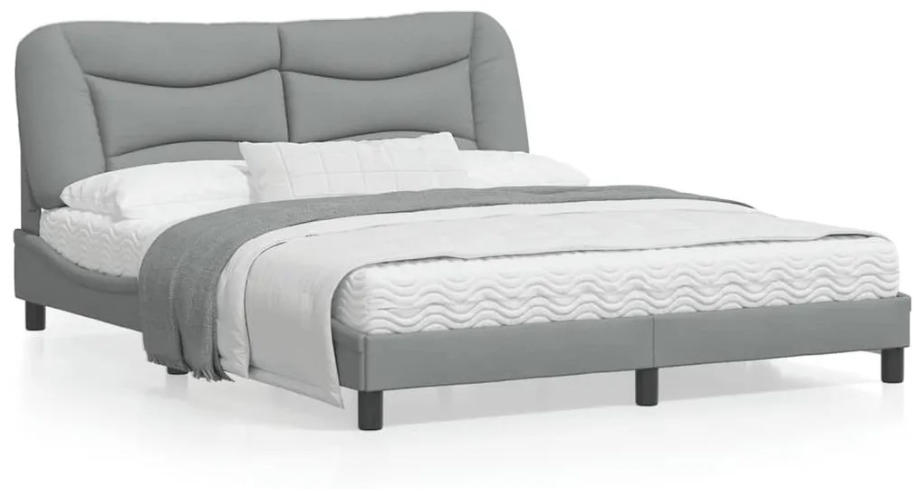 vidaXL Estrutura de cama sem colchão 160x200 cm tecido cinzento-claro