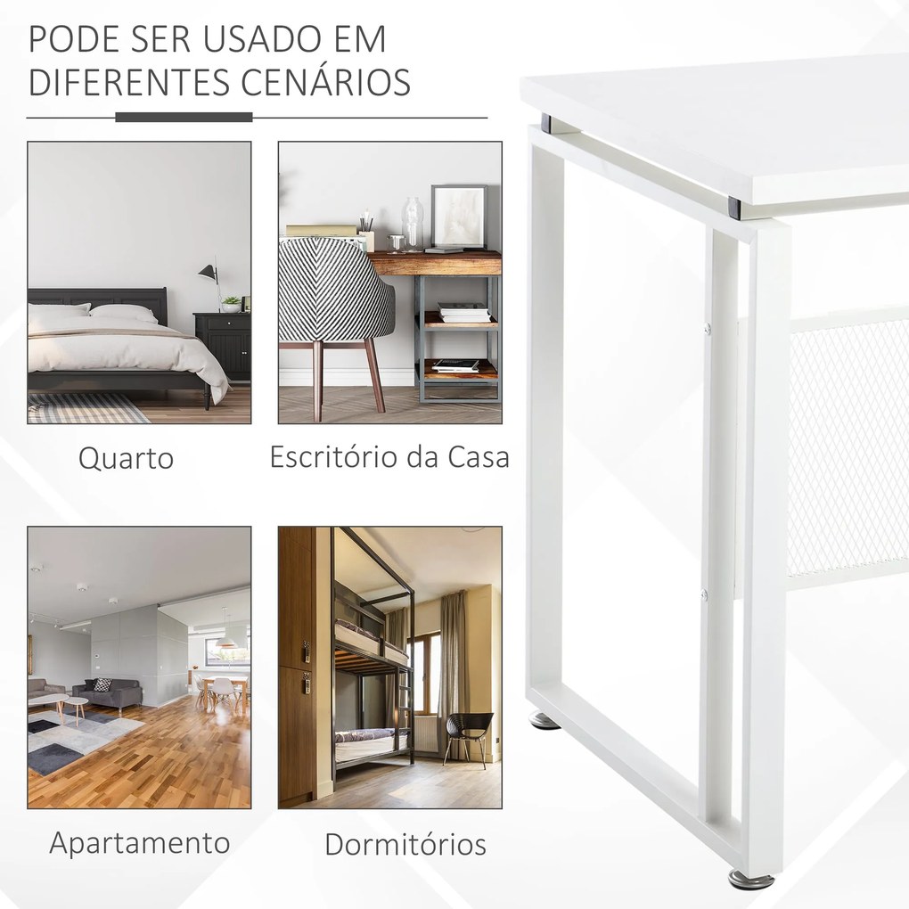 Secretária multifuncional estável com pés ajustáveis ​​ 135x60x75 cm Branco