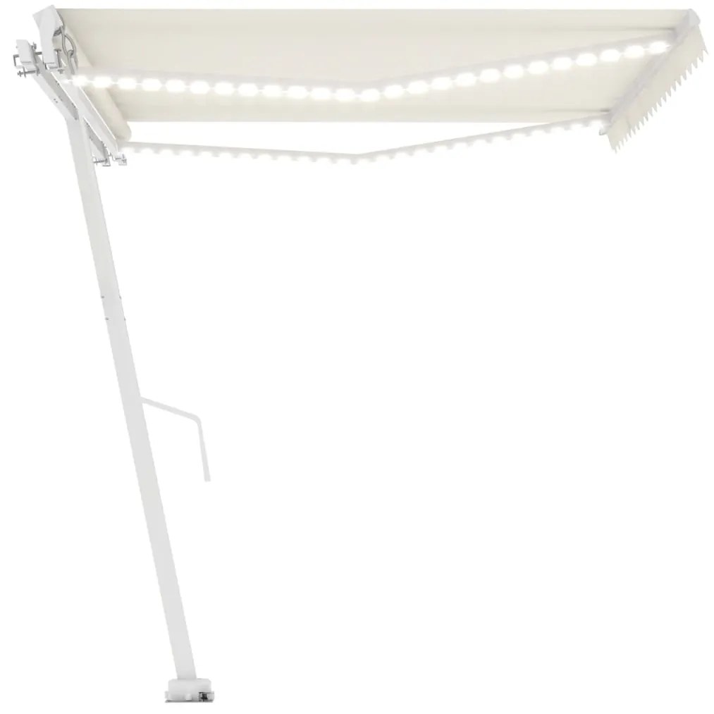 Toldo retrátil manual com LED 450x350 cm cor creme