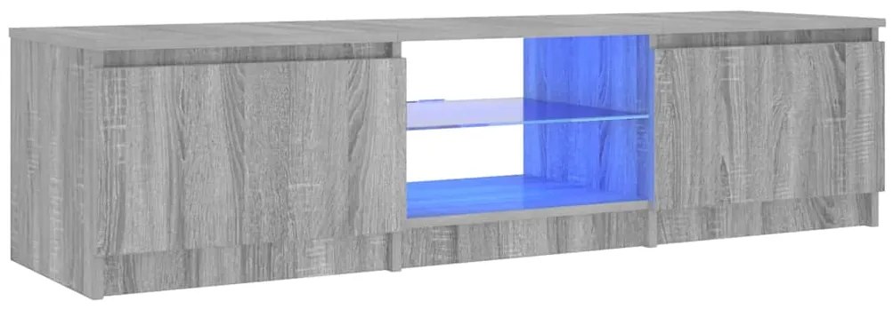 Móvel de TV com luzes LED 140x40x36 cm cinzento sonoma