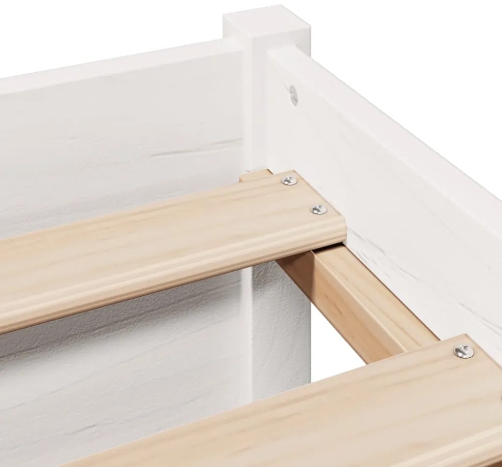 Cama com estante sem colchão 120x190 cm pinho maciço branco