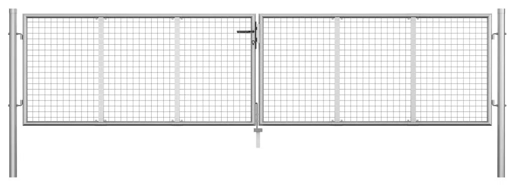 Portão de jardim em aço galvanizado 415x125 cm prateado