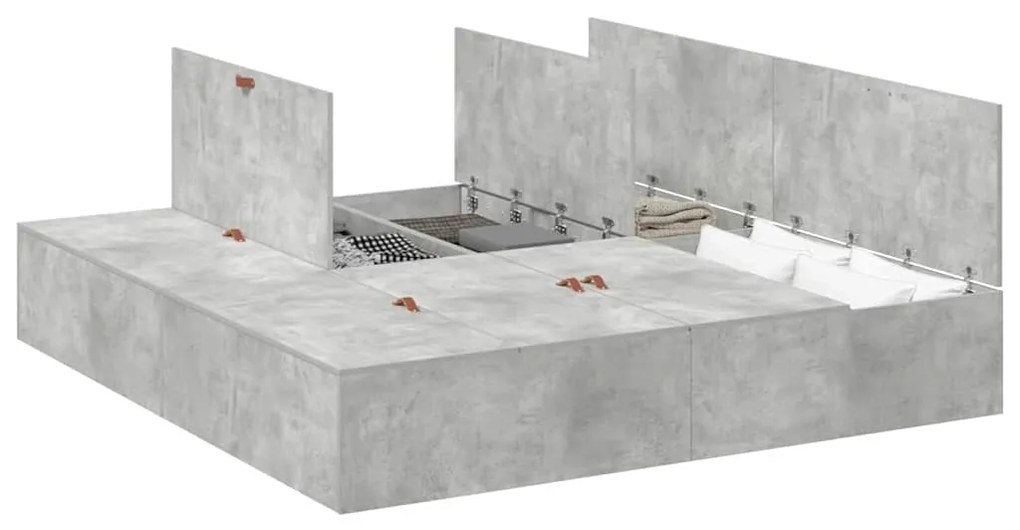 Estrado de Cama Cinza Concreto 180x200 cm