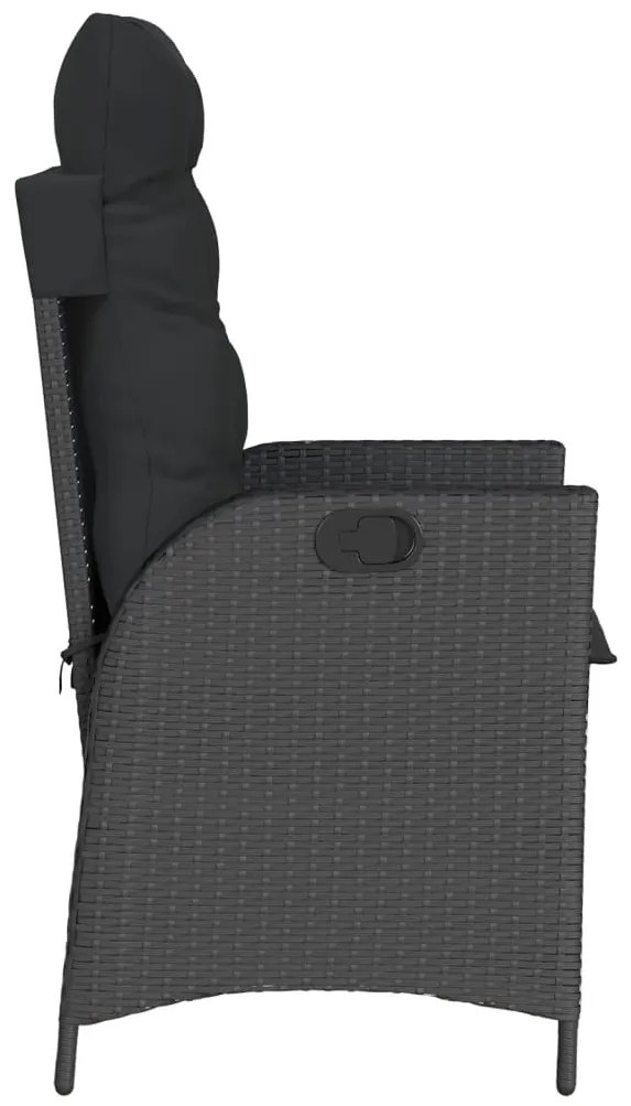 Cadeiras de jardim reclináveis c/ almofadões 2pcs vime PE preto