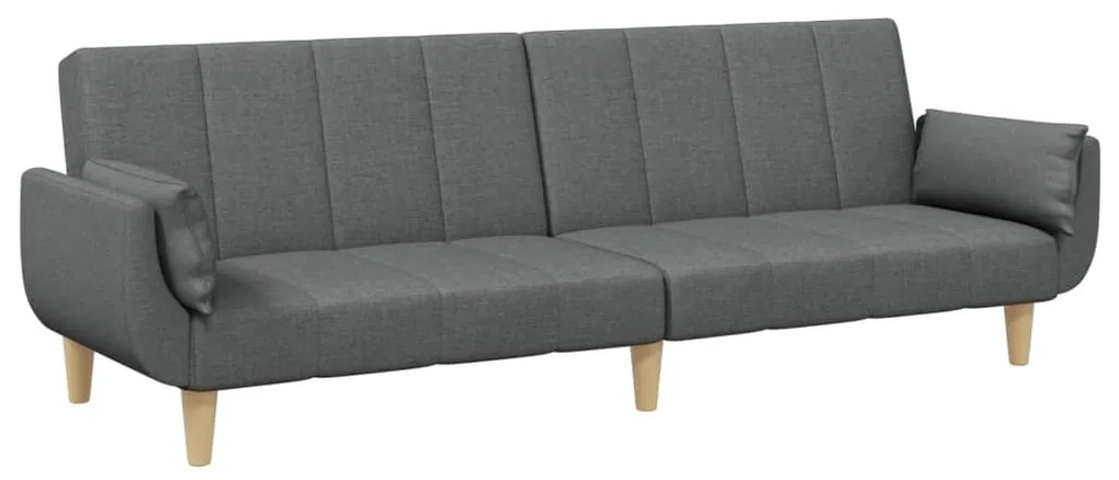 Sofá-cama de 2 lugares c/ apoio de pés tecido cinzento-escuro