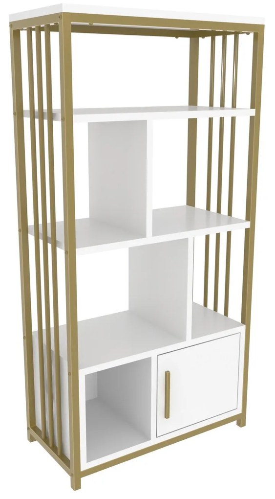 Estante Valero – Branco e Dourado – 60 cm x 120 cm x 29,6 cm