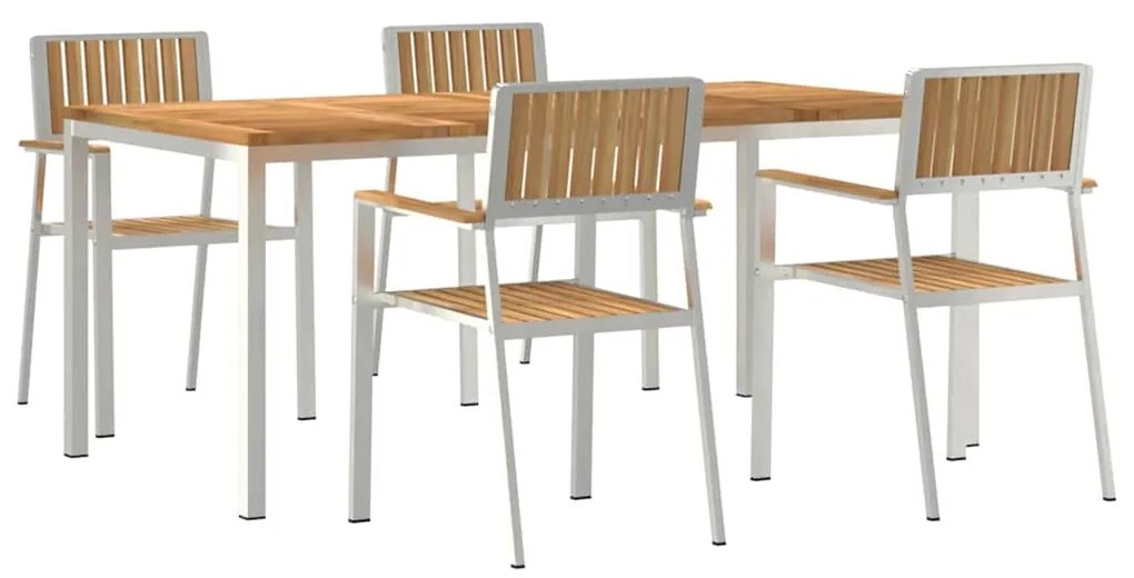 Conjunto de Jantar de Jardim vidaXL 5 Peças Madeira de Teca Maciça