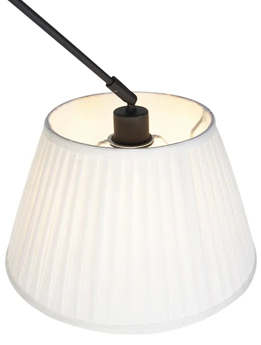 Candeeiro de suspensão preto com aba de plissado 35cm creme - Blitz Clássico / Antigo