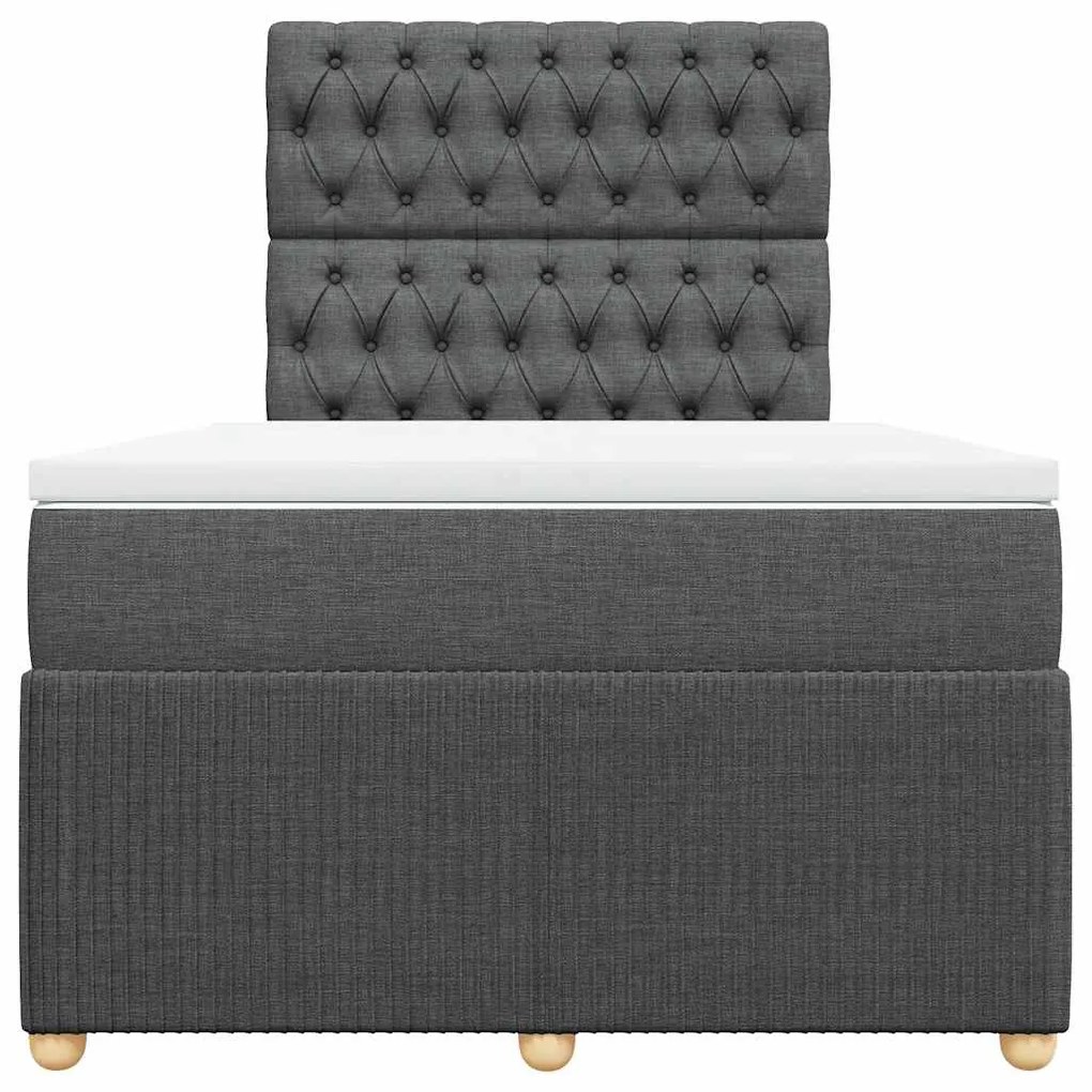 Cama boxspring com colchão 120x190 cm tecido cinzento-escuro