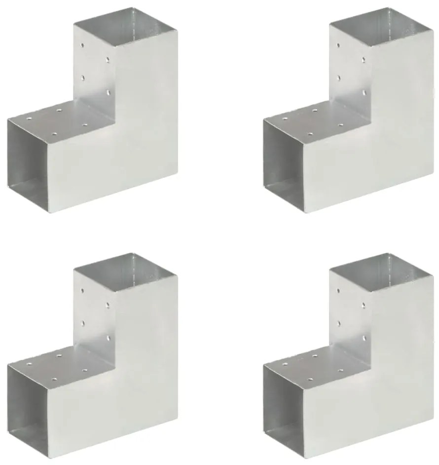 vidaXL Bases para poste em forma de L 4 pcs 91x91 mm metal galvanizado