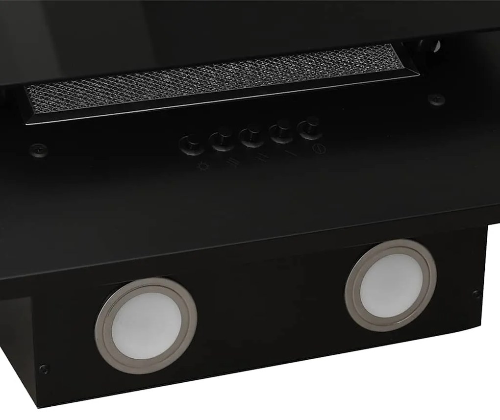 Exaustor de parede 60 cm aço inoxidável e vidro temperado preto