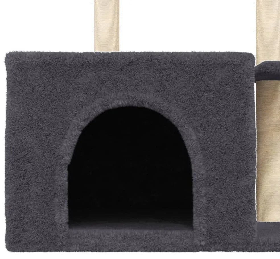Árvore p/ gatos c/ postes arranhadores sisal 110cm cinza-escuro